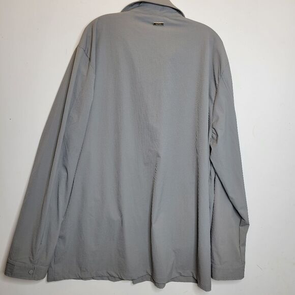 NEW 5XL SEERSUCKER DRY BREATHABLE LONG SLEEVE GRAY SNAP BUTTON DOWN SHIRT NWT - Picture 3 of 8
